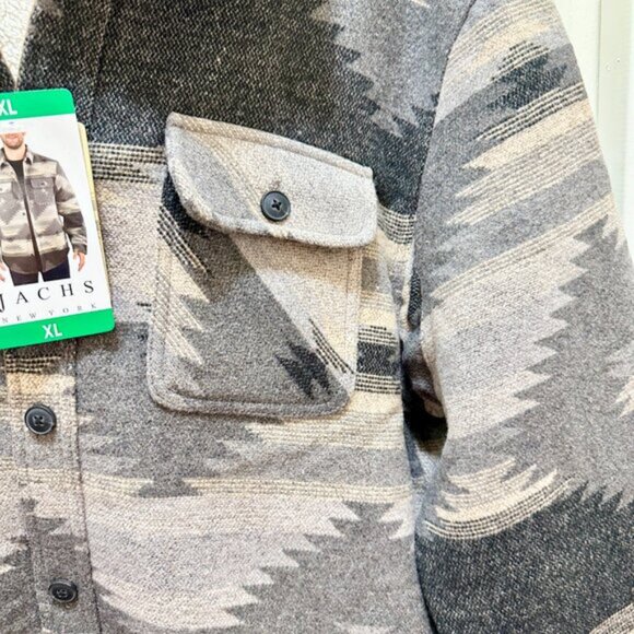 Jachs New York Men's Wool Blend Sherpa Lined Jacket XL Gray Aztec Western (NEW) - Picture 9 of 16